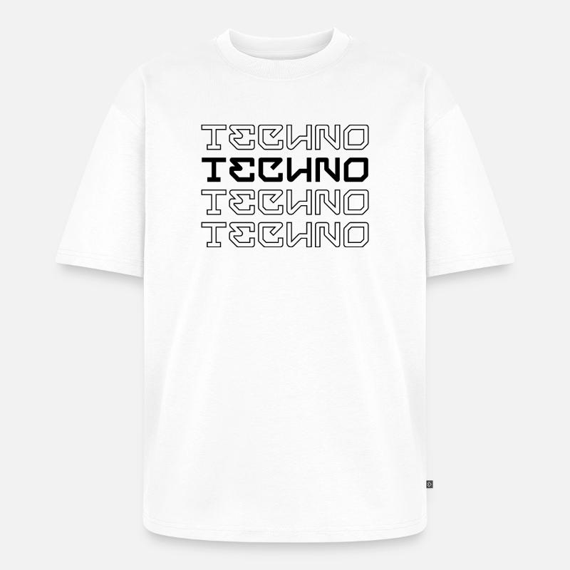 Techno-modernes Typografie-Logodesign - Unisex Premium Oversized Bio T-Shirt - Weiß