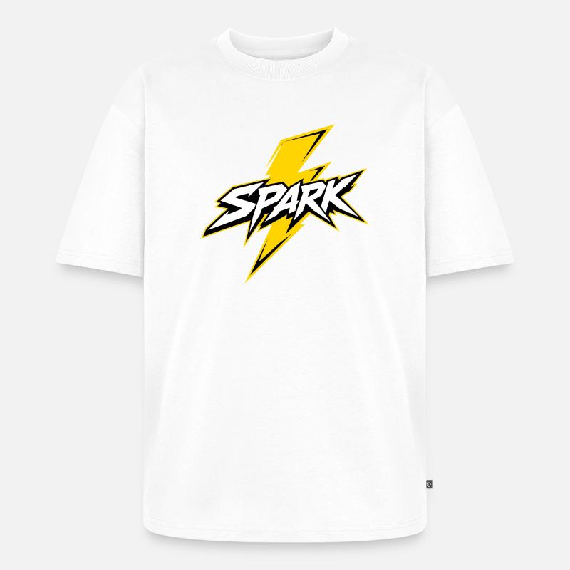 Spark Blitz Comic Logo - Unisex Premium Oversized Bio T-Shirt - Weiß