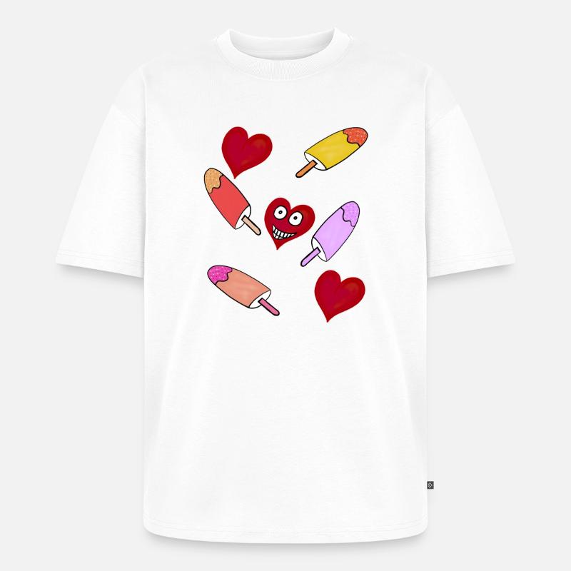 Eis Eiskrem Eiscreme Kinder - Unisex Premium Oversized Bio T-Shirt - Weiß
