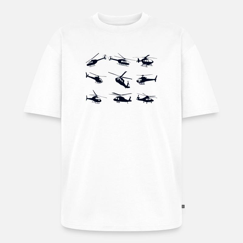 Hubschrauber Helikopeter - Unisex Premium Oversized Bio T-Shirt - Weiß