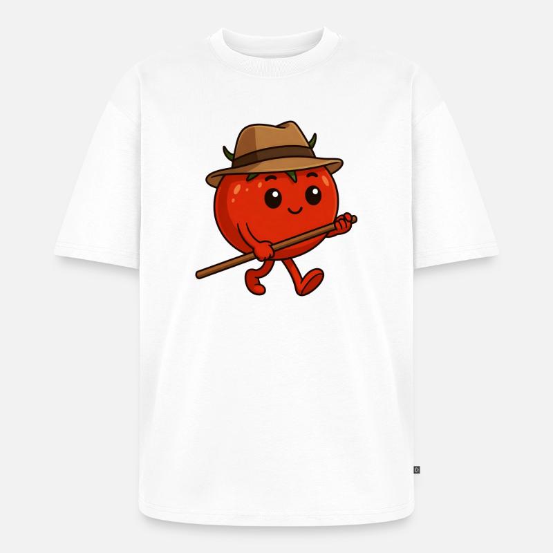 Tomate auf Wanderschaft - Unisex Premium Oversized Bio T-Shirt - Weiß