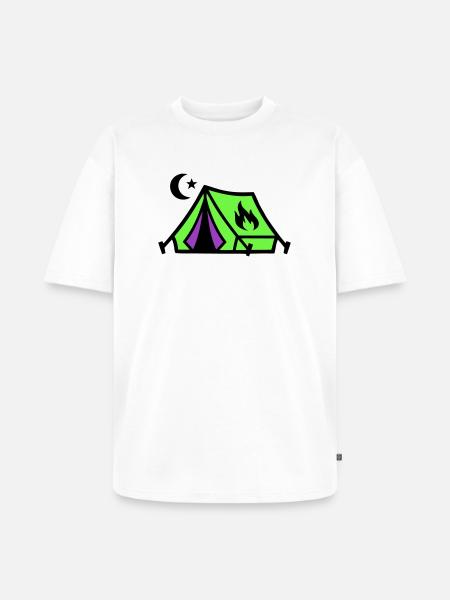 Tent Campfire Festival Icon - Unisex Premium Oversized Organic T-Shirt - white