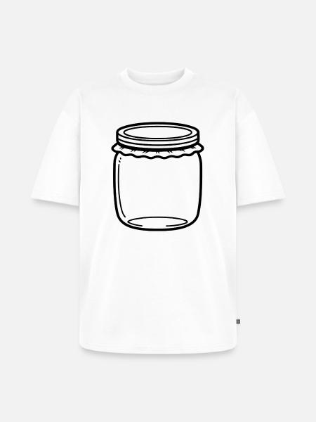 Jam Jar Outline - Unisex Premium Oversized Organic T-Shirt - white