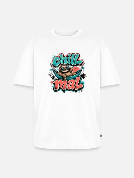 Chill Times Cool Sloth Graffiti Design - Unisex Premium Oversized Organic T-Shirt - white