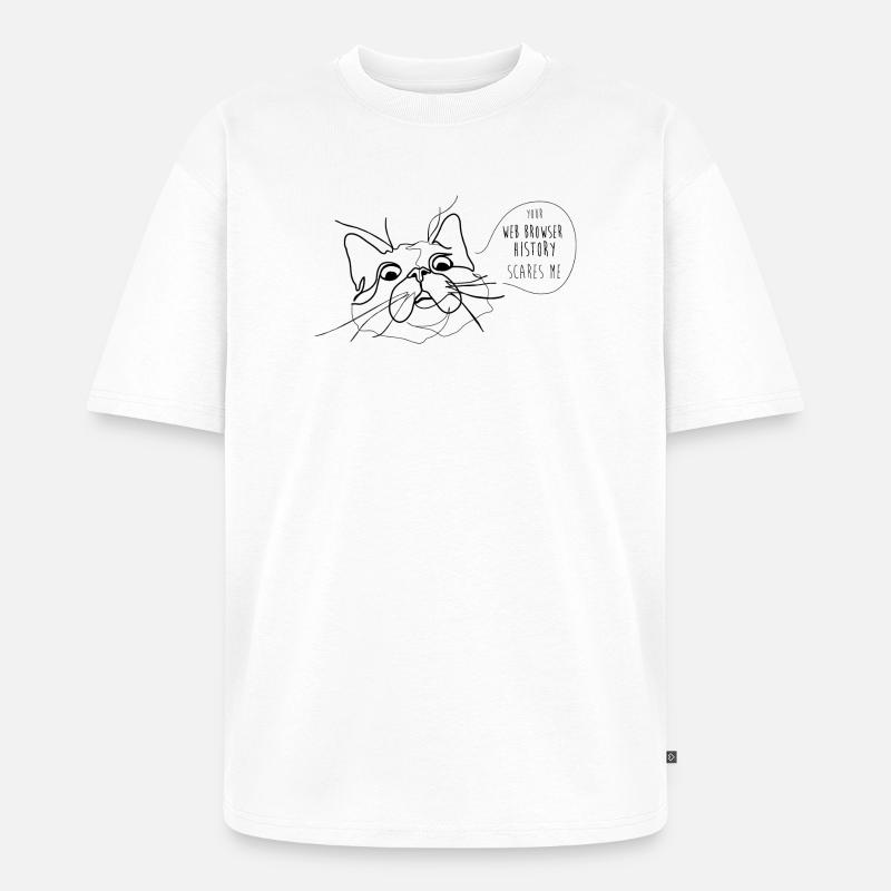 Cat Meme - Scary Webbrowser History - Unisex Premium Oversized Bio T-Shirt - Weiß