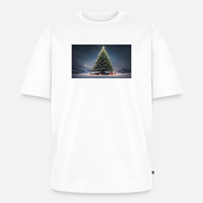 Winterlicher Weihnachtsbaum mit Geschenken - Unisex Premium Oversized Bio T-Shirt - Weiß