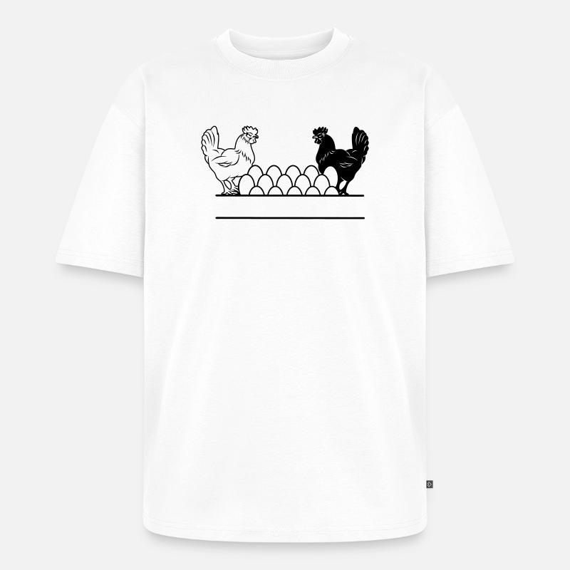 Hähnchen dunkles und helles Monogramm - Unisex Premium Oversized Bio T-Shirt - Weiß