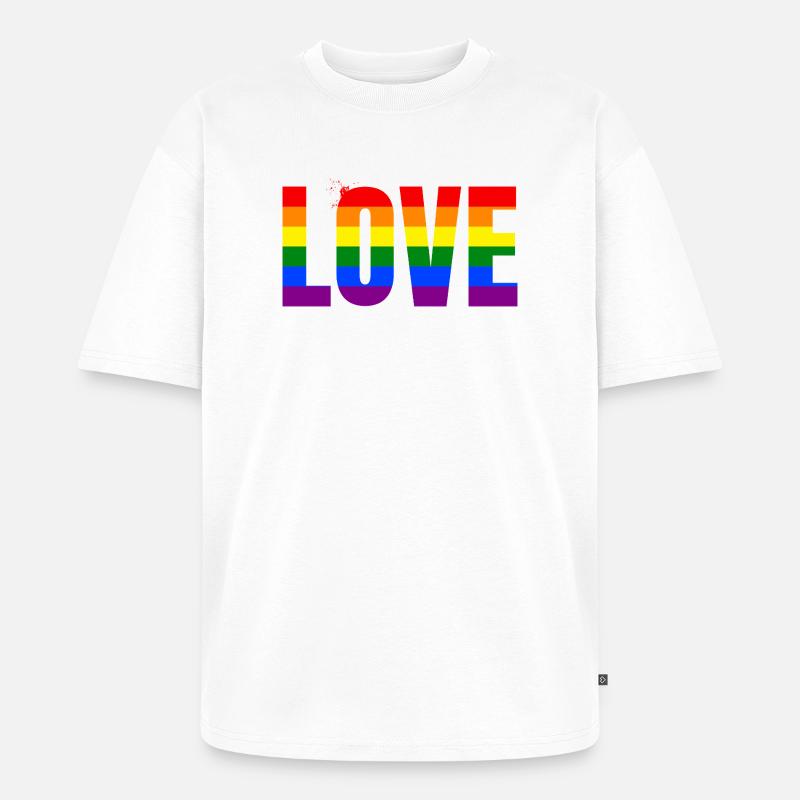 LOVE Rainbow Statement – Bold Equality Message - Unisex Premium Oversized Bio T-Shirt - Weiß