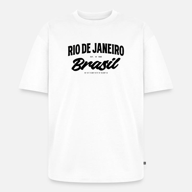 Rio de Janeiro Brazil Script Banner - Unisex Premium Oversized Bio T-Shirt - Weiß