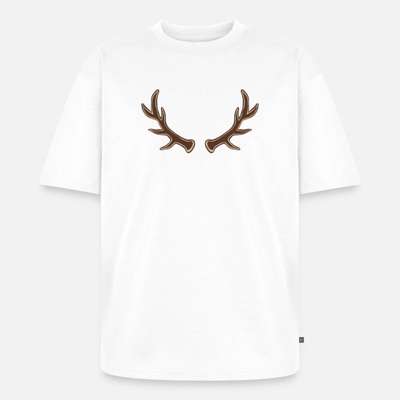 Rustic Antler Silhouette - Unisex Premium Oversized Organic T-Shirt - white