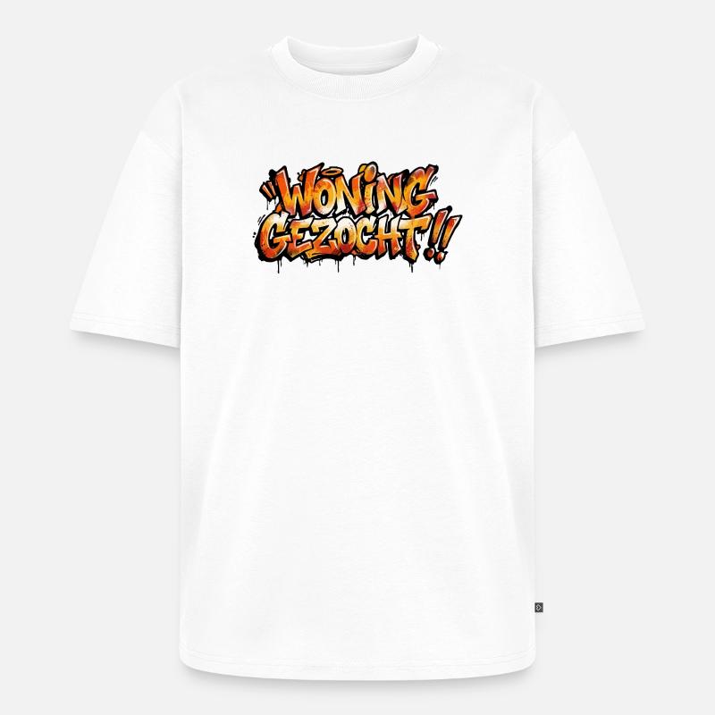 Graffiti-Text von Eigentum gesucht - Unisex Premium Oversized Bio T-Shirt - Weiß