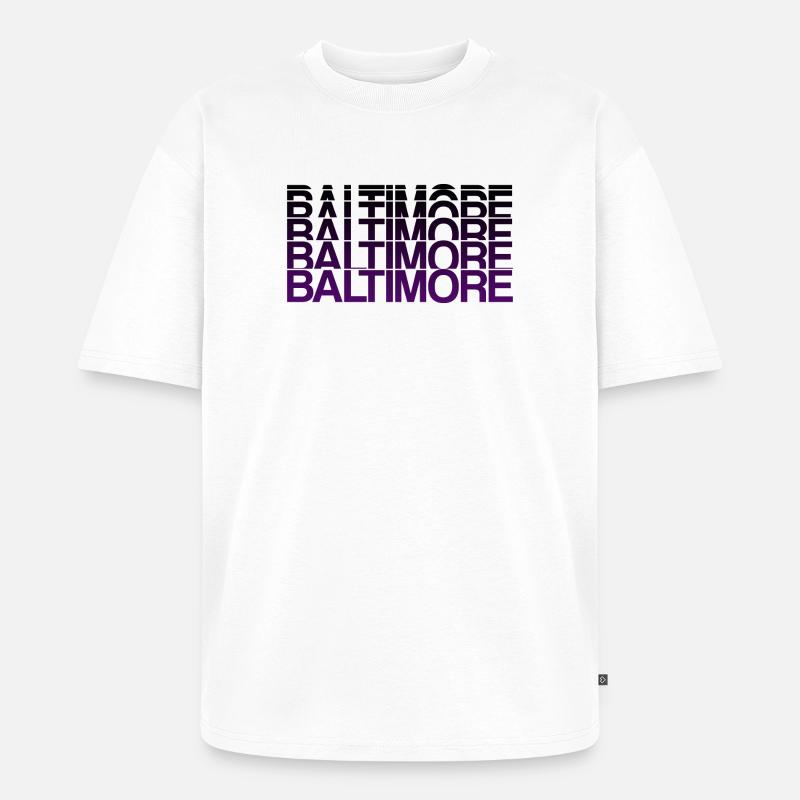 Baltimore Violett Gradient Stil - Unisex Premium Oversized Bio T-Shirt - Weiß