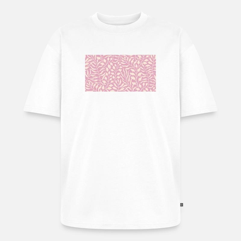 Elegantes Blättermuster in Blassrosa - Unisex Premium Oversized Bio T-Shirt - Weiß
