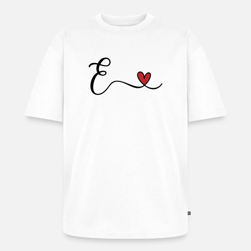 Buchstabe E Monogramm - Unisex Premium Oversized Bio T-Shirt - Weiß