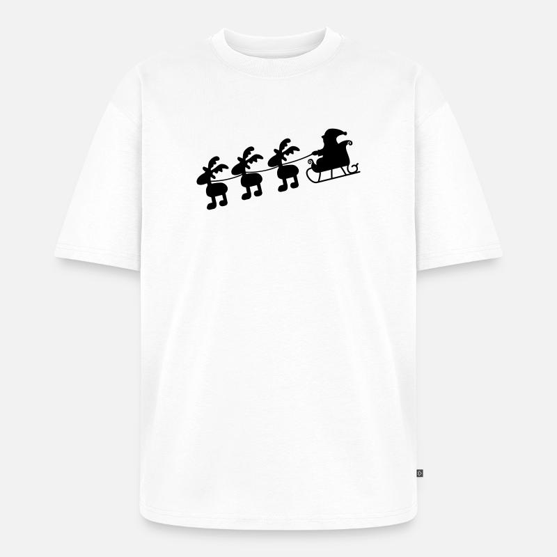 Weihnachtsmann mit Schlitten - Unisex Premium Oversized Bio T-Shirt - Weiß