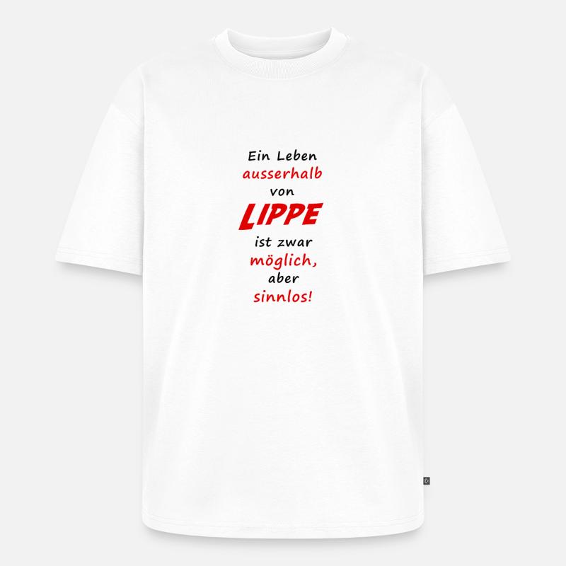 ausserhalb von Lippe - Unisex Premium Oversized Bio T-Shirt - Weiß