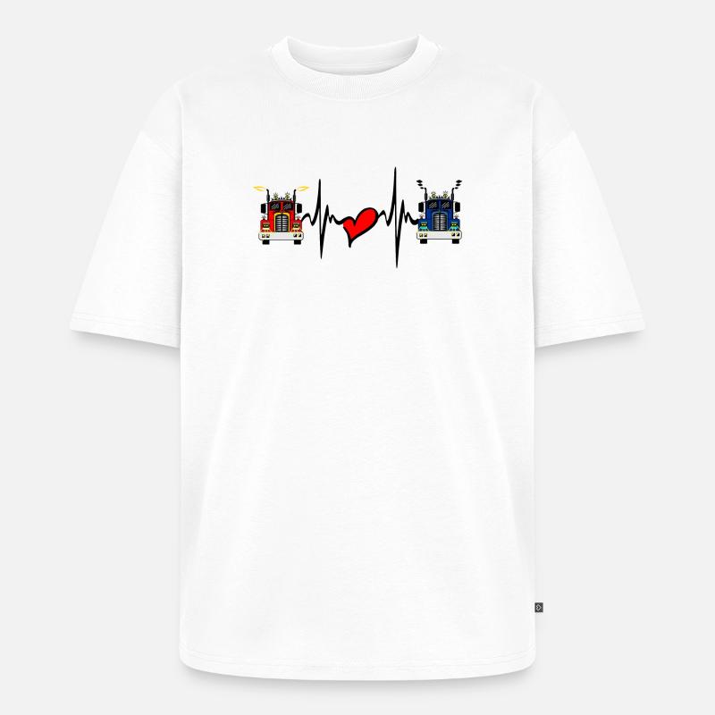 Lkw-Lkw-Herzfrequenz - Unisex Premium Oversized Bio T-Shirt - Weiß