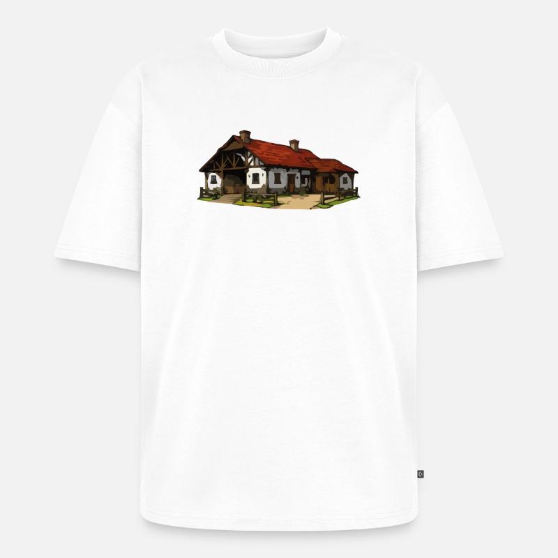 Rustikaler Bauernhof - Unisex Premium Oversized Bio T-Shirt - Weiß