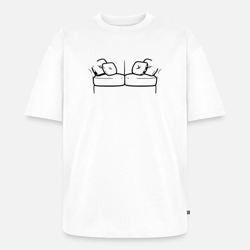 Sofa Couch Silhouette Chill Vektor - Unisex Premium Oversized Bio T-Shirt - Weiß