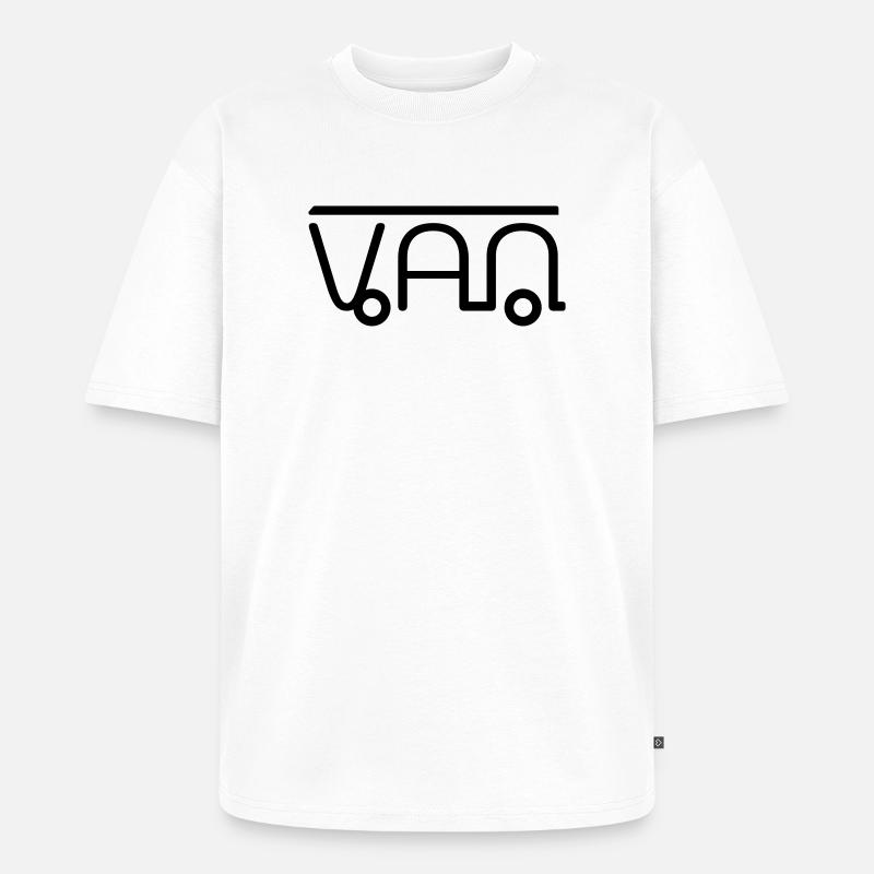 Van Camper Illustration aus Buchstaben - Unisex Premium Oversized Bio T-Shirt - Weiß