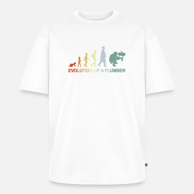 Plumber Evolution - Unisex Premium Oversized Organic T-Shirt - white