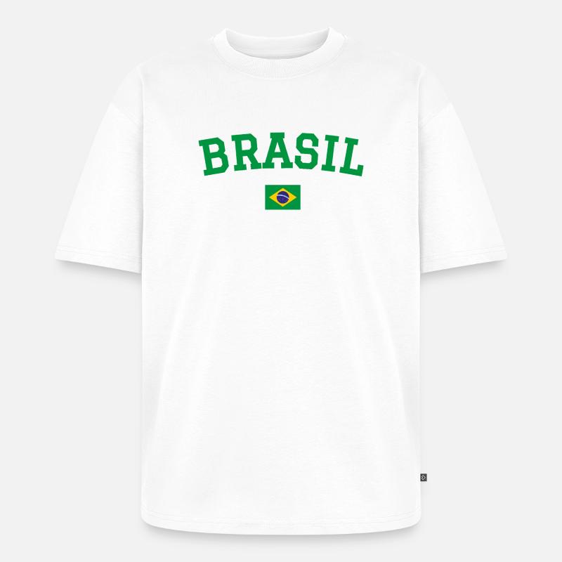 Drapeau du Brésil Conception Vert - T-shirt Premium bio oversize Unisexe - blanc
