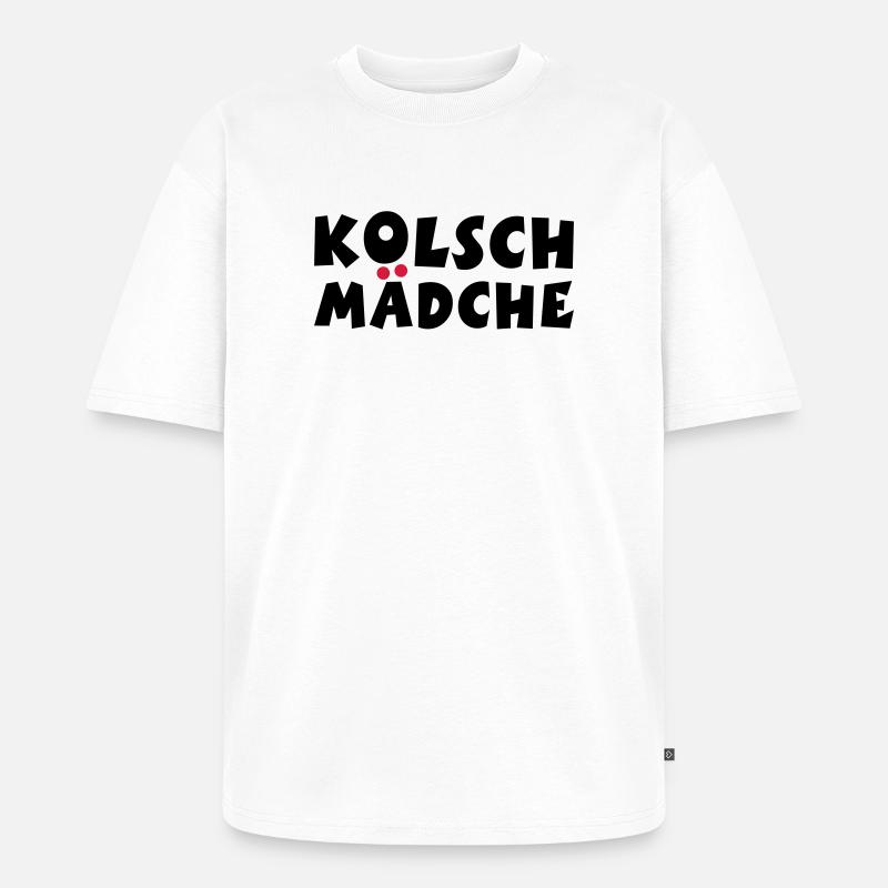 Kölsch Mädche - Ein Mädchen aus Köln - Unisex Premium Oversized Bio T-Shirt - Weiß