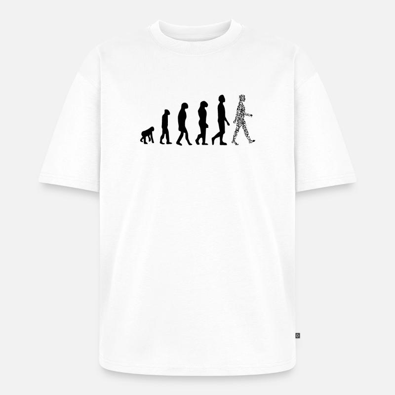 Evolution QR Code - Humor Gesundheits-Pass - Unisex Premium Oversized Bio T-Shirt - Weiß