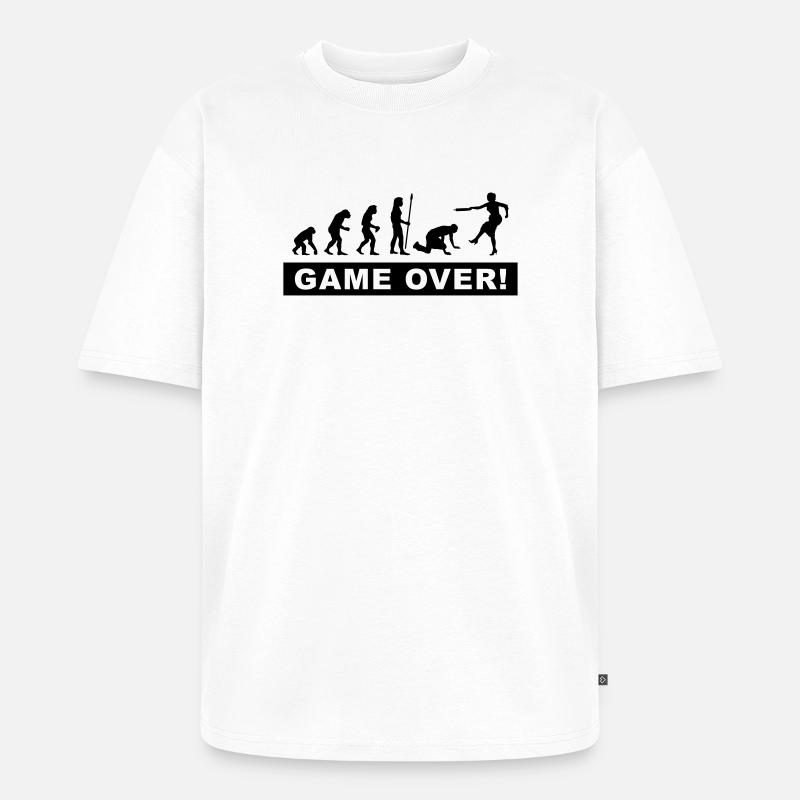 evolution_stag et les nuits de poule - T-shirt Premium bio oversize Unisexe - blanc