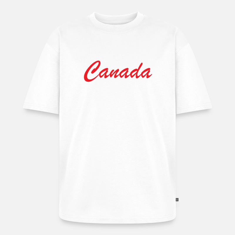 Lettrage Canada Script Rouge - T-shirt Premium bio oversize Unisexe - blanc