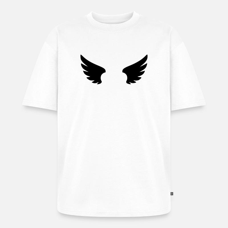 Engel Piktogramm | Schutzengel & Glaube Symbol - Unisex Premium Oversized Bio T-Shirt - Weiß