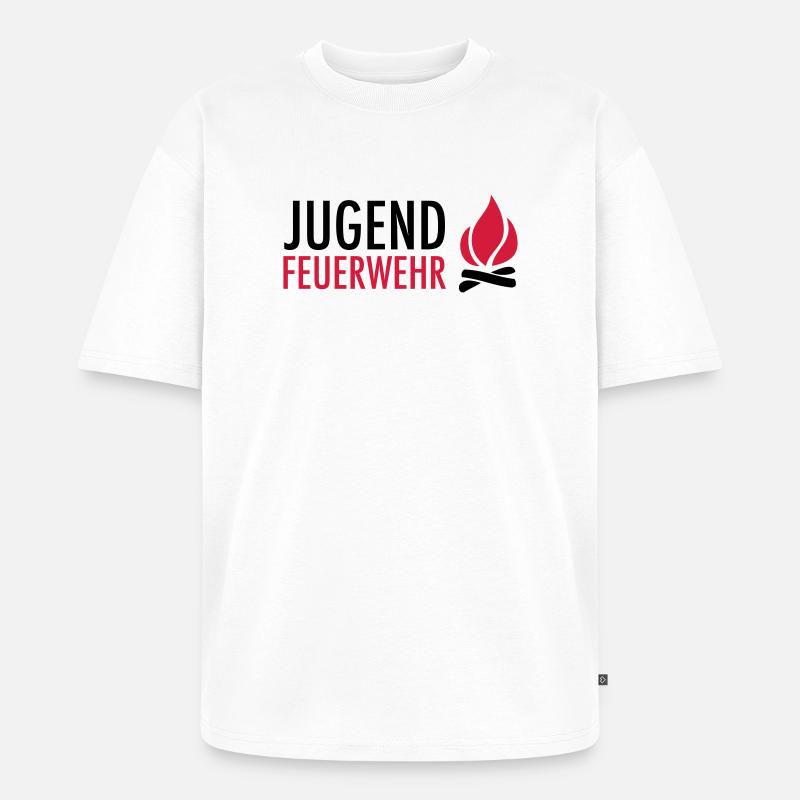 Young firefighters with flame - Unisex Premium Oversized Organic T-Shirt - white