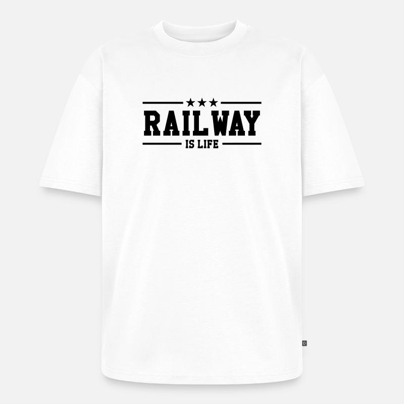 Railway Railwayman Cheminot Train Eisenbahn - Unisex Premium Oversized Organic T-Shirt - white
