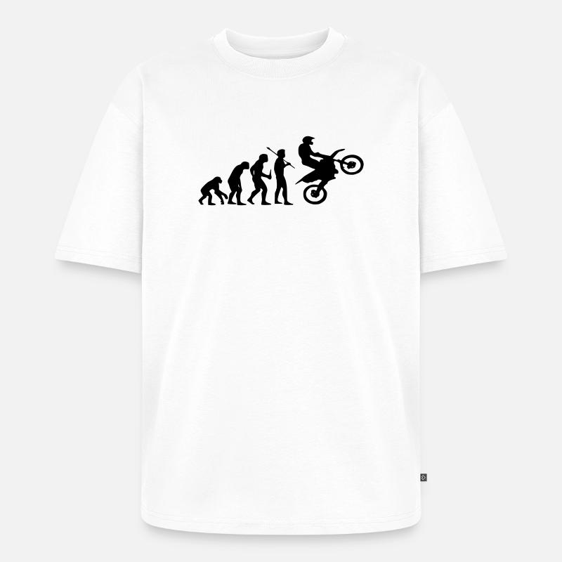 Evolution Affe zu Motocross - Unisex Premium Oversized Bio T-Shirt - Weiß