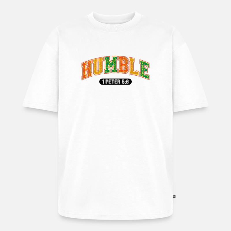 Die Botschaft der Demut 1Petrus 5,6 - Unisex Premium Oversized Bio T-Shirt - Weiß
