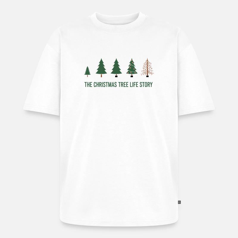 Weihnachtsbaum Evolution – Lustiges Xmas Design - Unisex Premium Oversized Bio T-Shirt - Weiß