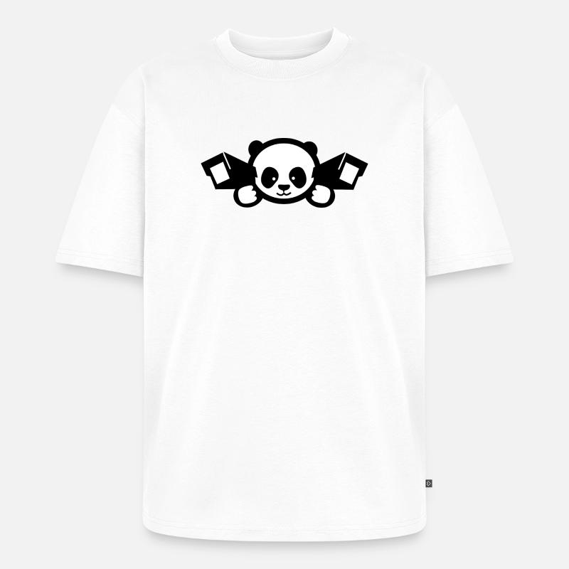 Cute Surveillance Panda – China Satire - Unisex Premium Oversized Bio T-Shirt - Weiß