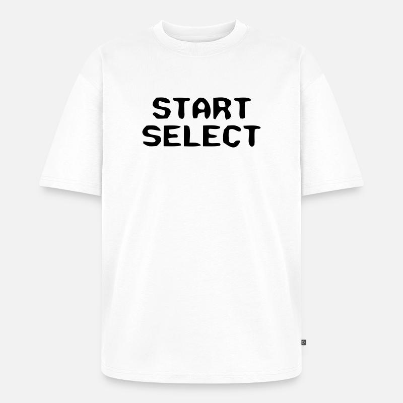 Start Select 8-Bit Text - Unisex Premium Oversized Organic T-Shirt - white