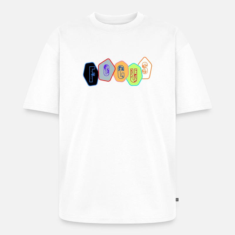 Fokus in Chromblöcken - Unisex Premium Oversized Bio T-Shirt - Weiß
