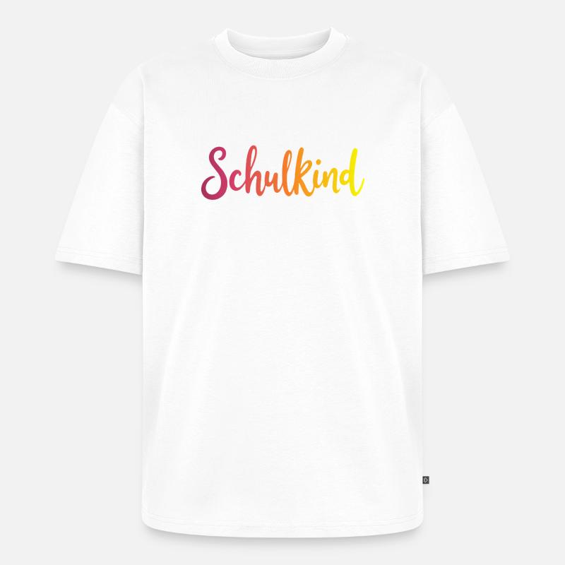 Schulkind Farbverlauf Rot-Gelb - Gradient Script - Unisex Premium Oversized Bio T-Shirt - Weiß