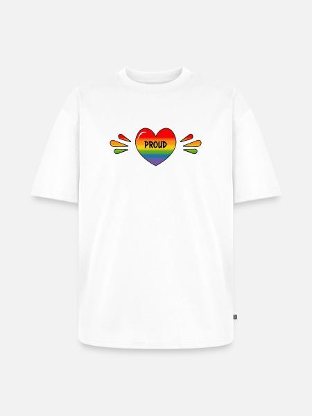 Rainbow LGBT Proud Heart - Unisex Premium Oversized Organic T-Shirt - white