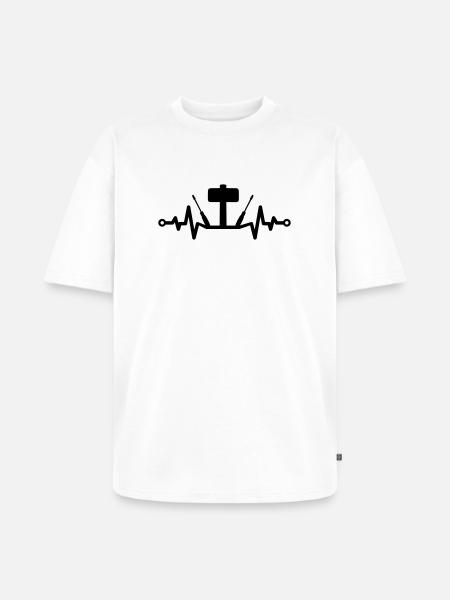 Tool Heartbeat – Hammer and Screwdriver - Unisex Premium Oversized Organic T-Shirt - white