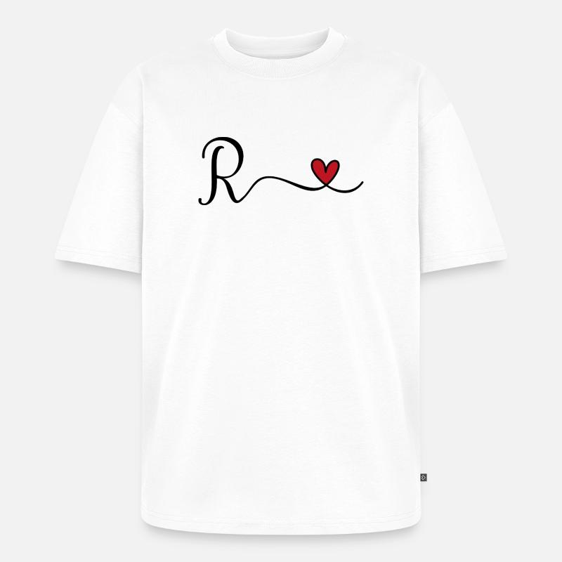 Buchstabe R Monogramm - Unisex Premium Oversized Bio T-Shirt - Weiß