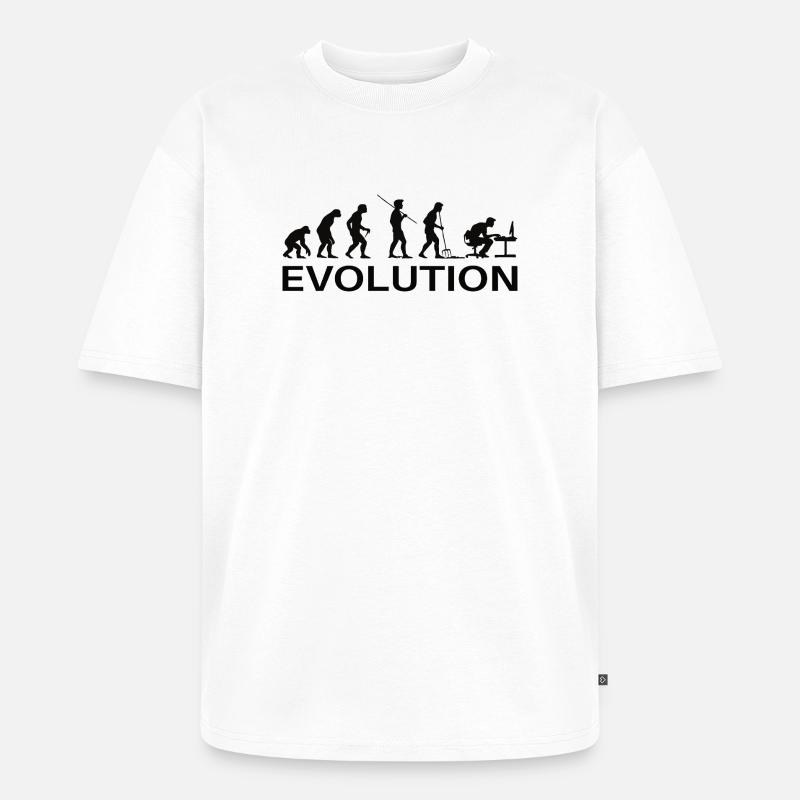 Evolution Gamer | Computer Freak Nerd PC - Unisex Premium Oversized Bio T-Shirt - Weiß