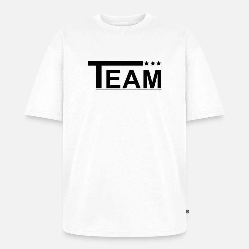 Team mit Sternen schwarz - Unisex Premium Oversized Bio T-Shirt - Weiß