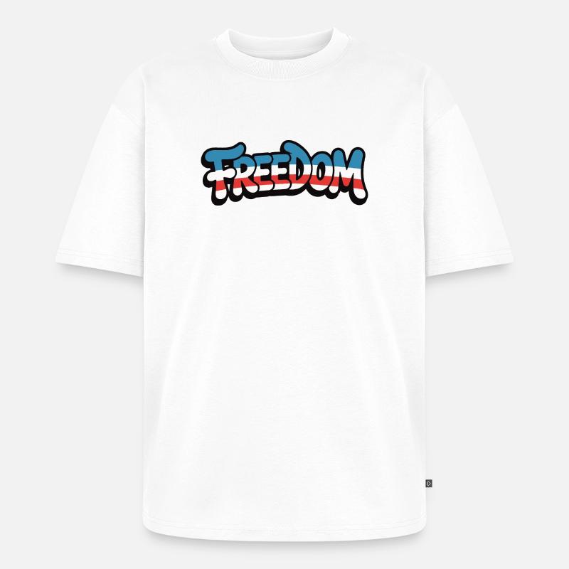 Freedom Typografie Statement Design - Unisex Premium Oversized Bio T-Shirt - Weiß