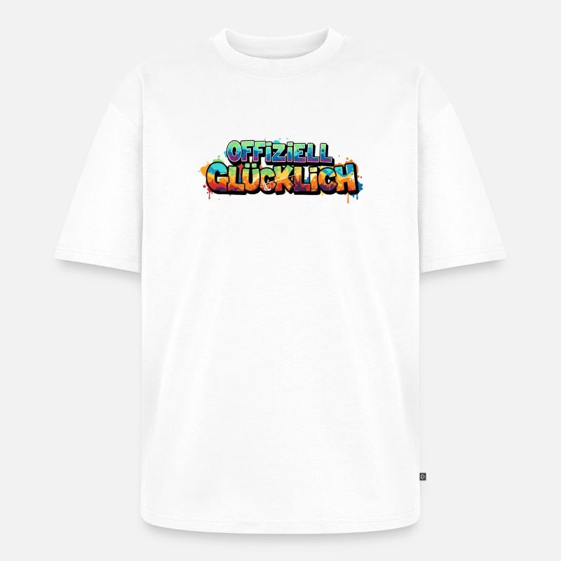 Offiziell Glücklich Version 2 - Unisex Premium Oversized Bio T-Shirt - Weiß