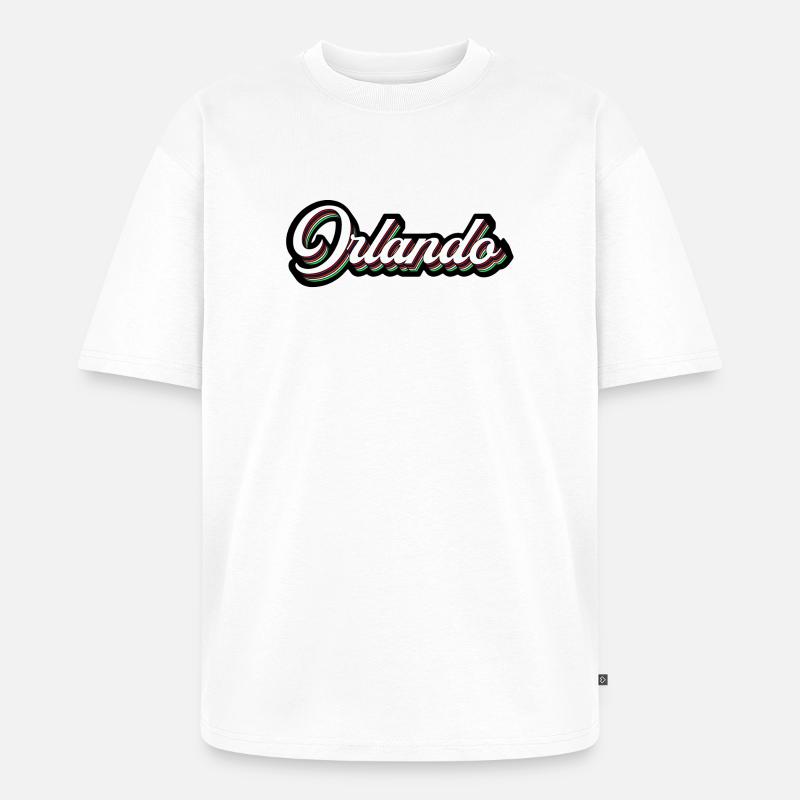 Orlando Rainbow Script - Unisex Premium Oversized Bio T-Shirt - Weiß