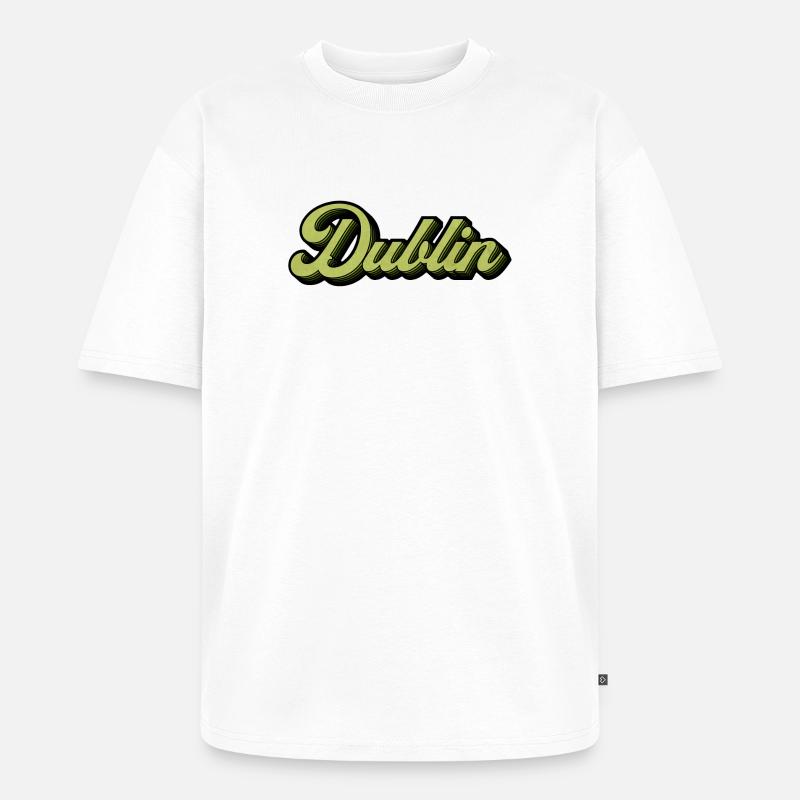 Dublin Retro Script in Lime - Unisex Premium Oversized Organic T-Shirt - white
