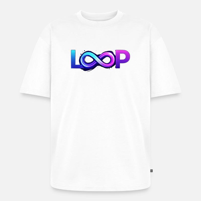 Neon Loop Unendlichkeit - Unisex Premium Oversized Bio T-Shirt - Weiß
